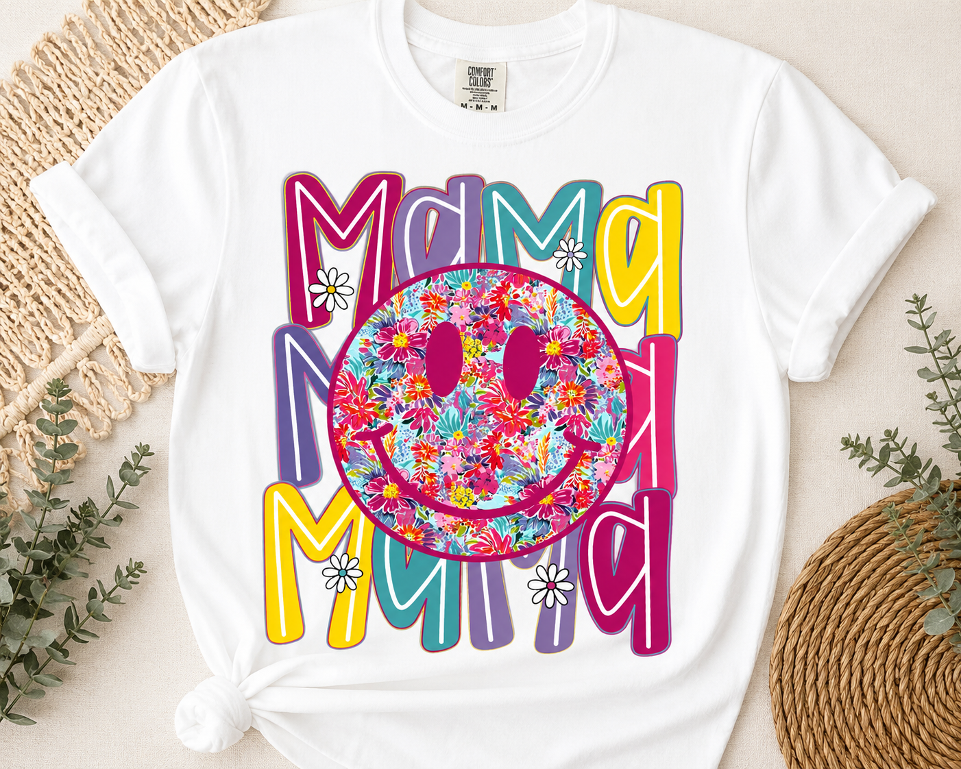 Floral Smiley Face Mama Design