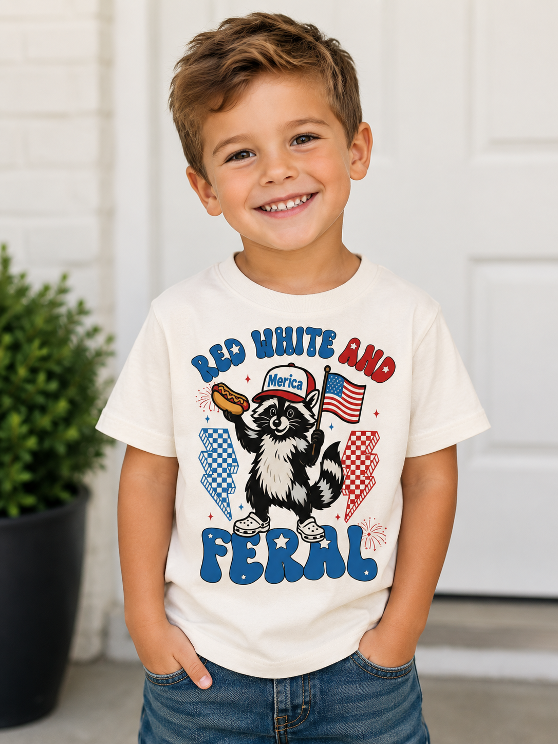 Red White and Feral Youth Bella + Canvas Tee
