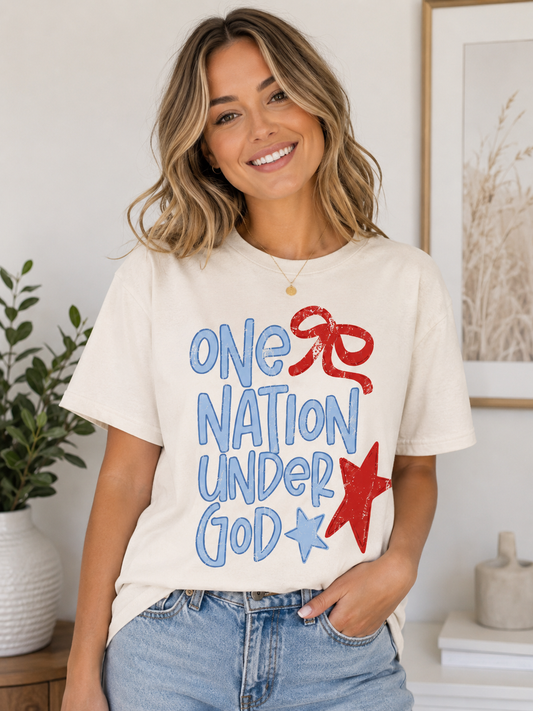 One Nation Under God Cropped Bella + Canvas Tee