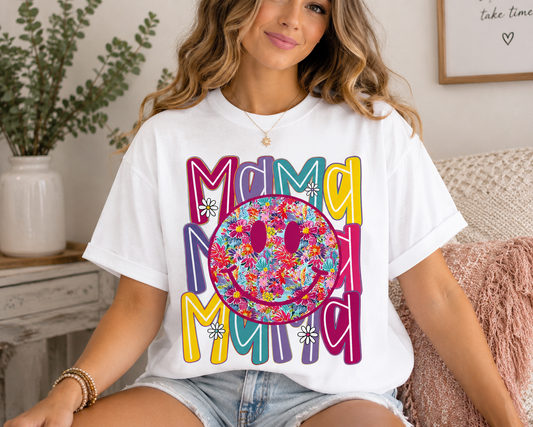 Floral Smiley Face Mama Design